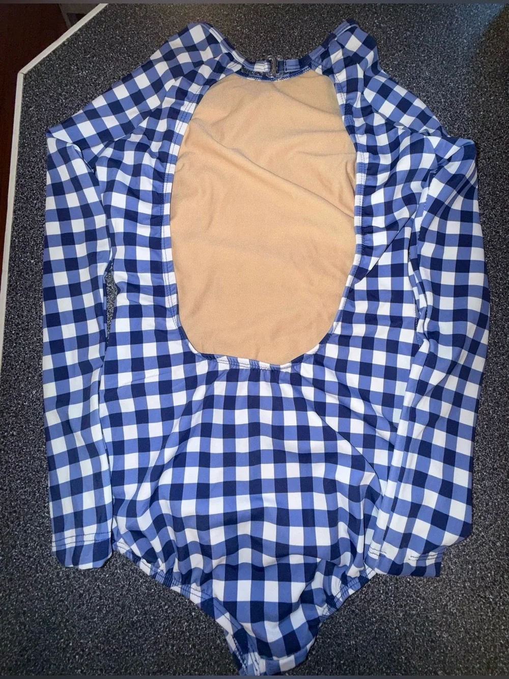 Kandi Kouture Dance Leotard Blue & White Gingham Long-Sleeve Size Adult Small